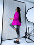 Vivid Fuchsia, ONE SIZE jacket with gathered sleeves